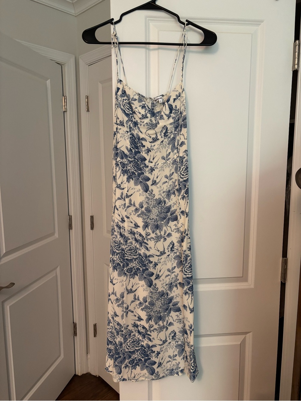 Reformation White Dress with Blue Floral Print - Picture 1 of 4